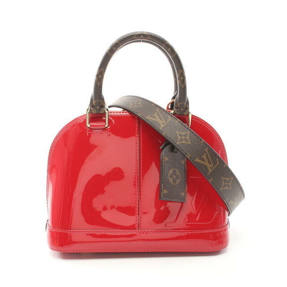 Louis Vuitton Alma Miroir Handbag Patent Canvas Vernis Red Brown - Picture 1 of 7